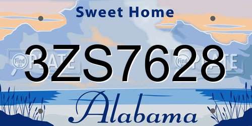 3ZS7628 Alabama License Plate