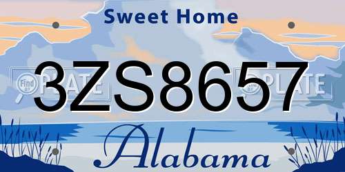 3ZS8657 Alabama License Plate