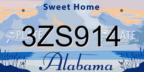 3ZS914 Alabama License Plate