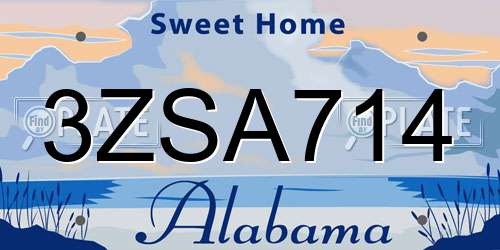 3ZSA714 Alabama License Plate