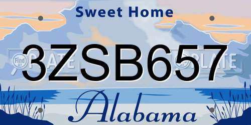 3ZSB657 Alabama License Plate