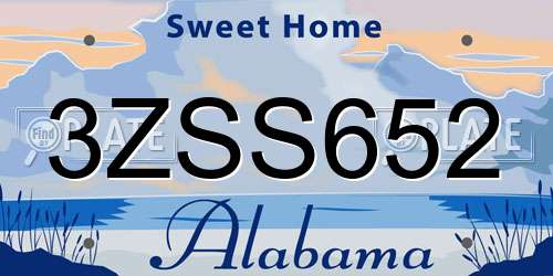 3ZSS652 Alabama License Plate
