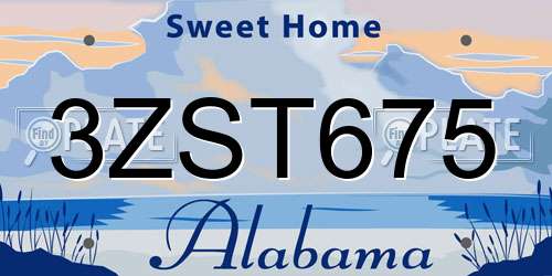 3ZST675 Alabama License Plate