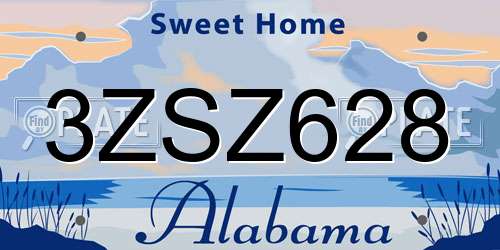 3ZSZ628 Alabama License Plate