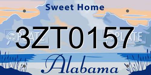 3ZT0157 Alabama License Plate