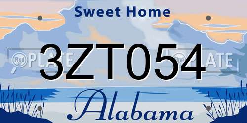 3ZT054 Alabama License Plate