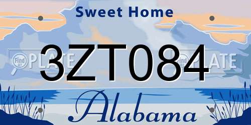 3ZT084 Alabama License Plate
