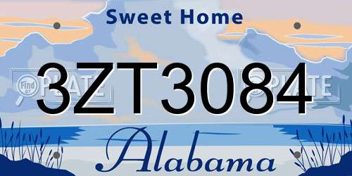 3ZT3084 Alabama License Plate