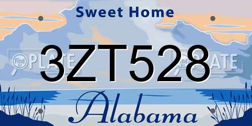 3ZT528 Alabama License Plate