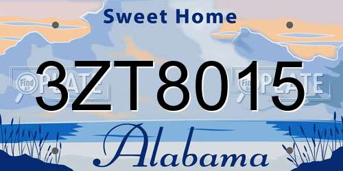 3ZT8015 Alabama License Plate