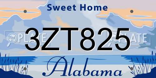 3ZT825 Alabama License Plate