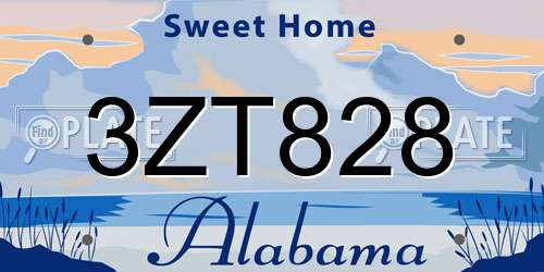 3ZT828 Alabama License Plate