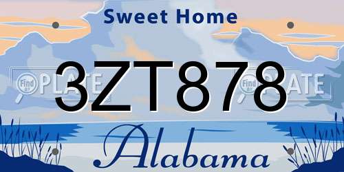 3ZT878 Alabama License Plate
