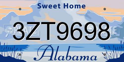 3ZT9698 Alabama License Plate