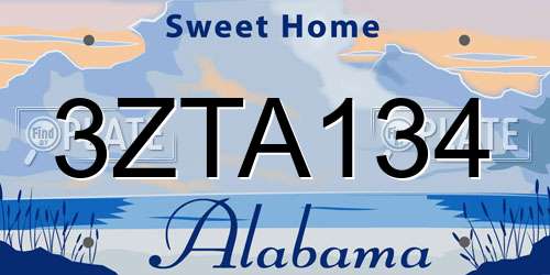 3ZTA134 Alabama License Plate