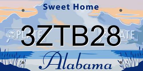 3ZTB28 Alabama License Plate