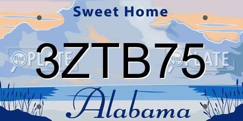 3ZTB75 Alabama License Plate