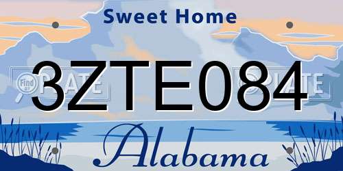 3ZTE084 Alabama License Plate