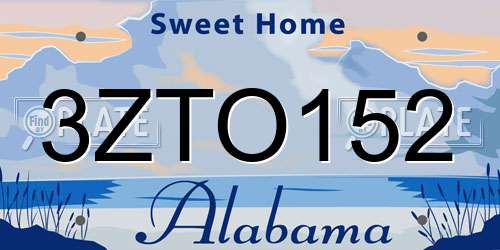 3ZTO152 Alabama License Plate