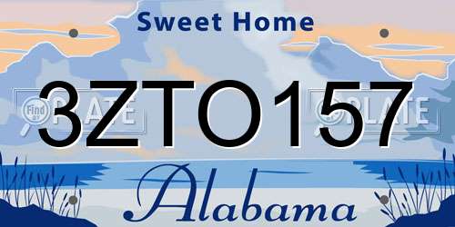 3ZTO157 Alabama License Plate