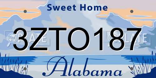 3ZTO187 Alabama License Plate