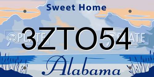 3ZTO54 Alabama License Plate