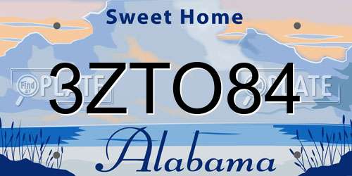 3ZTO84 Alabama License Plate