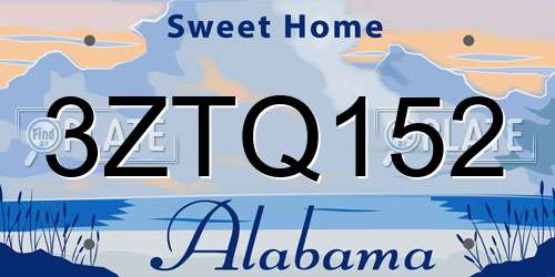 3ZTQ152 Alabama License Plate