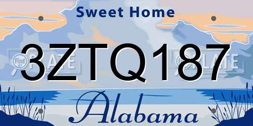 3ZTQ187 Alabama License Plate