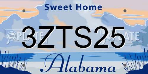 3ZTS25 Alabama License Plate
