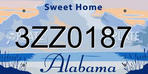 3ZZ0187 Alabama License Plate