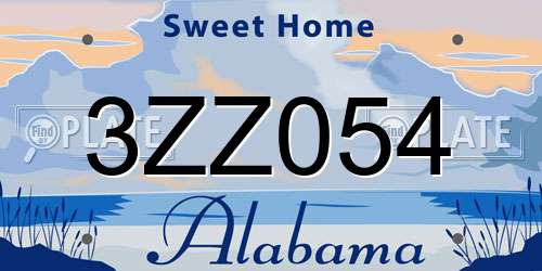3ZZ054 Alabama License Plate