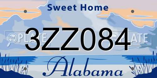 3ZZ084 Alabama License Plate
