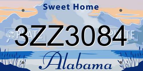 3ZZ3084 Alabama License Plate
