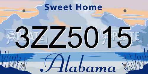 3ZZ5015 Alabama License Plate