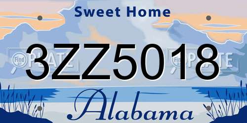 3ZZ5018 Alabama License Plate