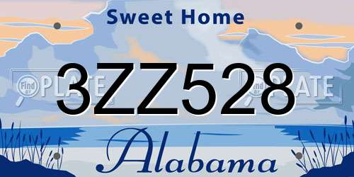 3ZZ528 Alabama License Plate