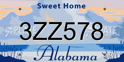 3ZZ578 Alabama License Plate