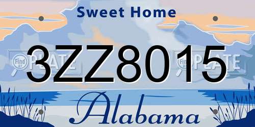 3ZZ8015 Alabama License Plate