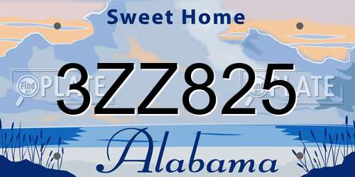 3ZZ825 Alabama License Plate