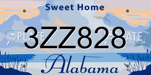 3ZZ828 Alabama License Plate