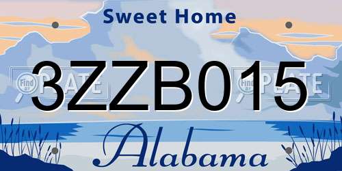 3ZZB015 Alabama License Plate