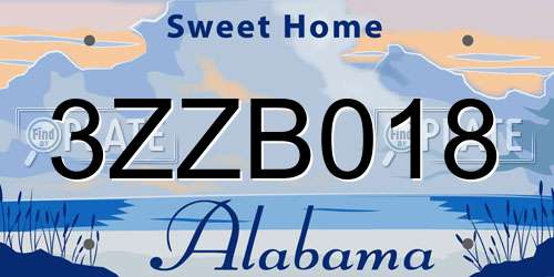 3ZZB018 Alabama License Plate