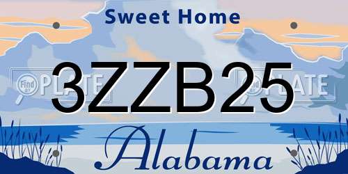 3ZZB25 Alabama License Plate