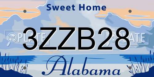3ZZB28 Alabama License Plate