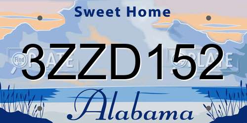 3ZZD152 Alabama License Plate