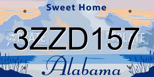 3ZZD157 Alabama License Plate