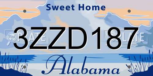 3ZZD187 Alabama License Plate