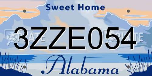 3ZZE054 Alabama License Plate