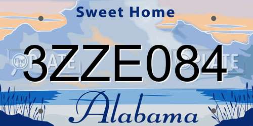 3ZZE084 Alabama License Plate